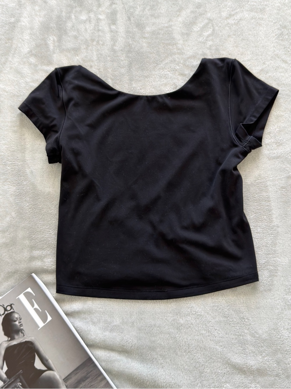 aerie Black Short Sleeve Scoop Neck Tee